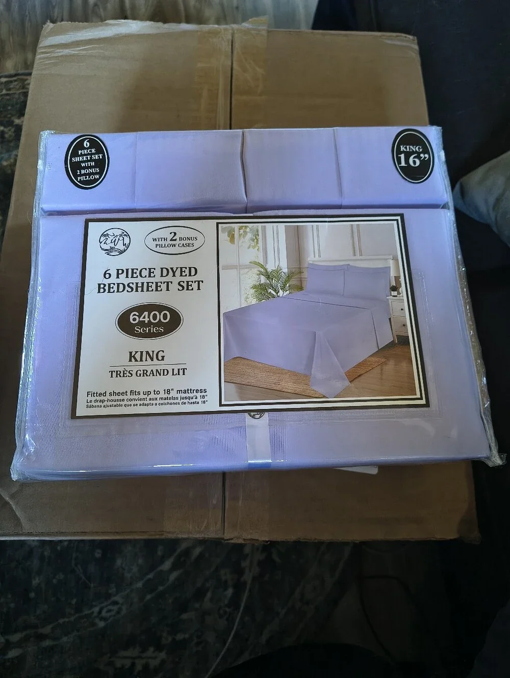6400 Series 6-Piece Dyed Sheet Set King Size Lavender